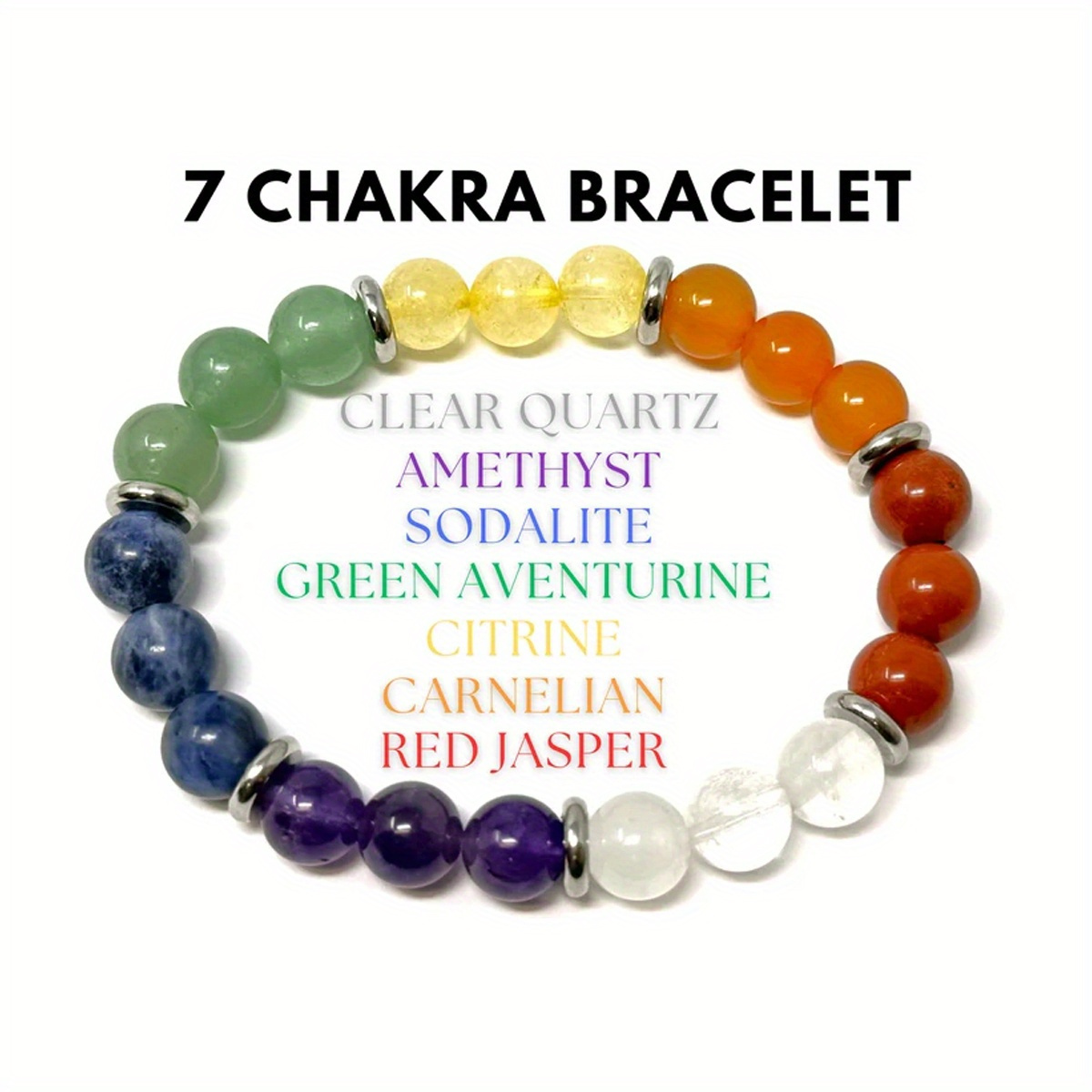 Chakra Bracelet, Real Stones 7 Chakra Raw Crystal Bracelets for