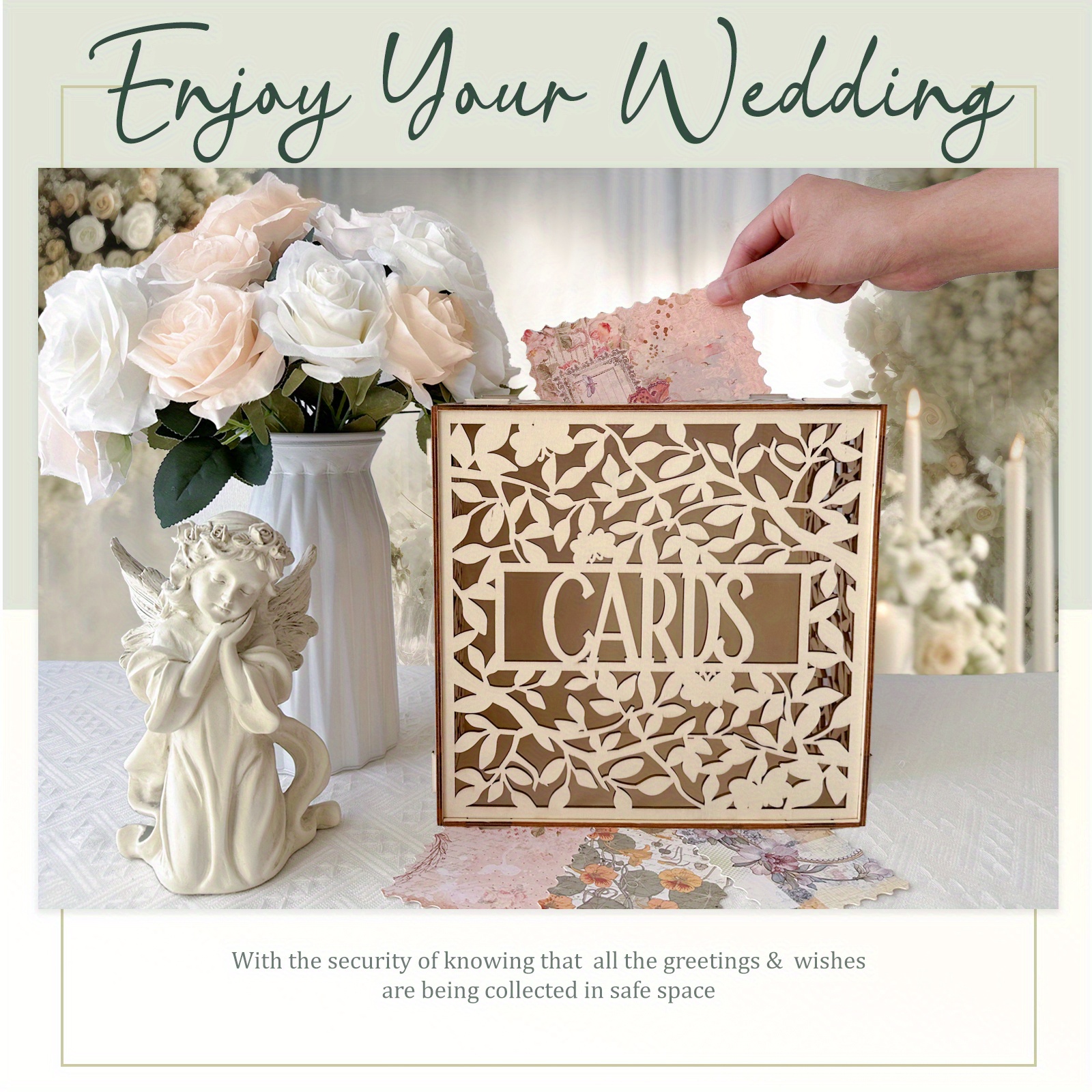 Diy Wooden Gift Card Box Wedding Supplies Hollow Business - Temu