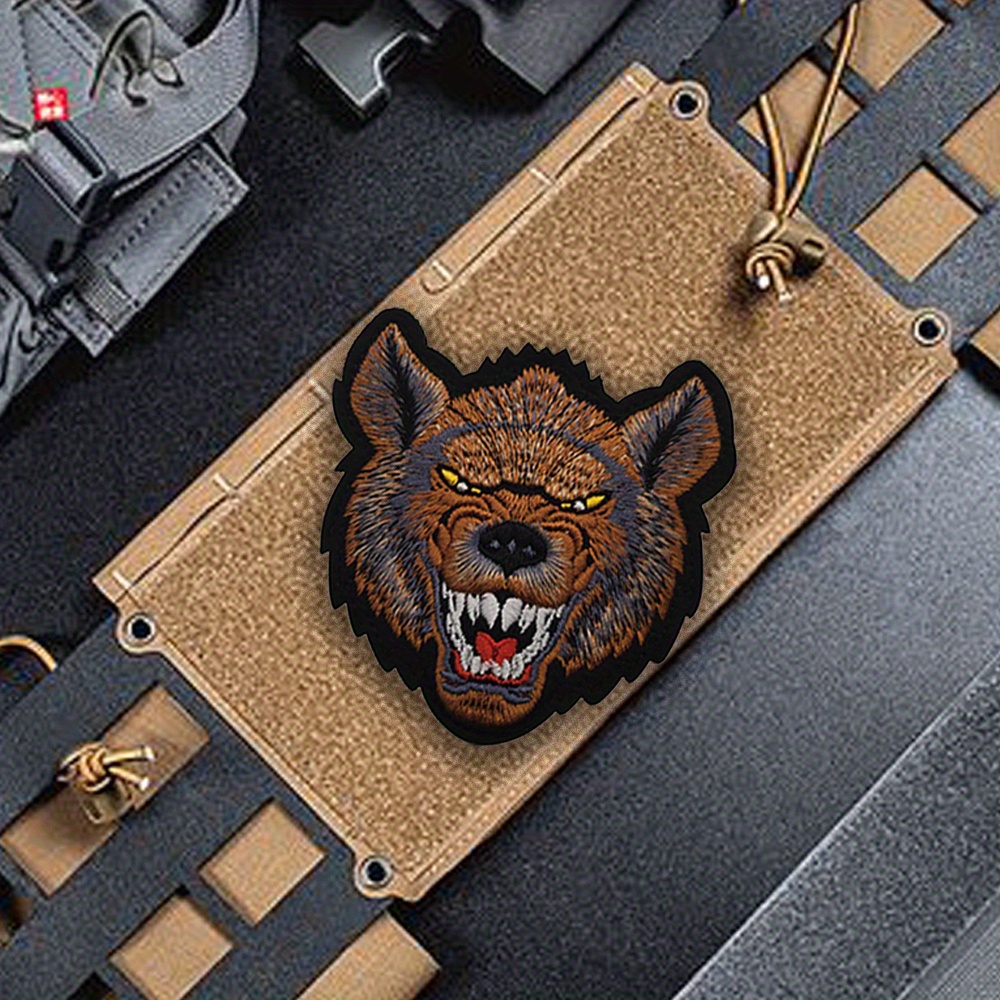 Embroidered Tiger Bear Wolf Shark Hyena Hook Loop Patch Fastener Emblem  Badge