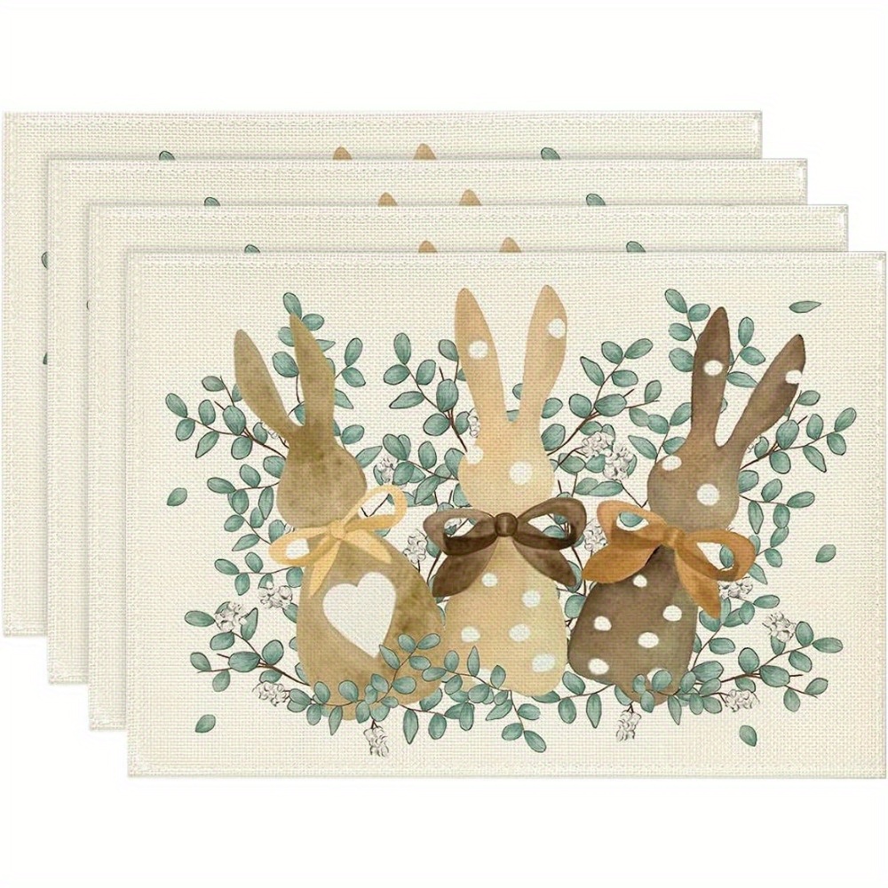 Placemats Eucalyptus Dots Bunny Rabbit Happy Easter Temu Australia