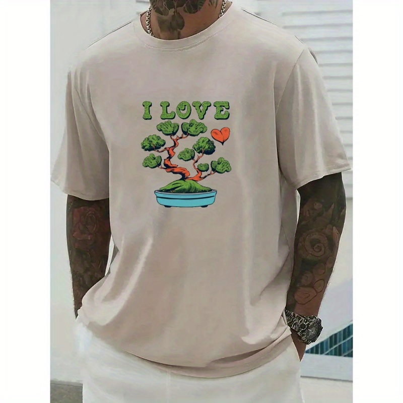 

Bonsai Trees Print T Shirt, Tees For Men, Casual Short Sleeve T-shirt For Summer