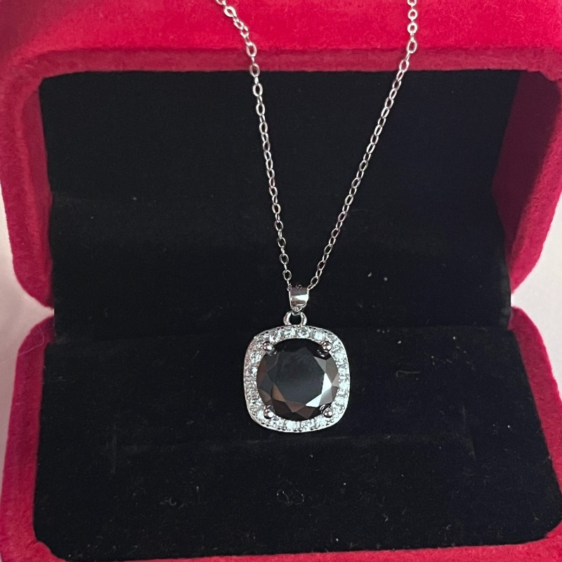 Cool Black Moissanite Pendant 925 Sterling Silver Necklace - Temu