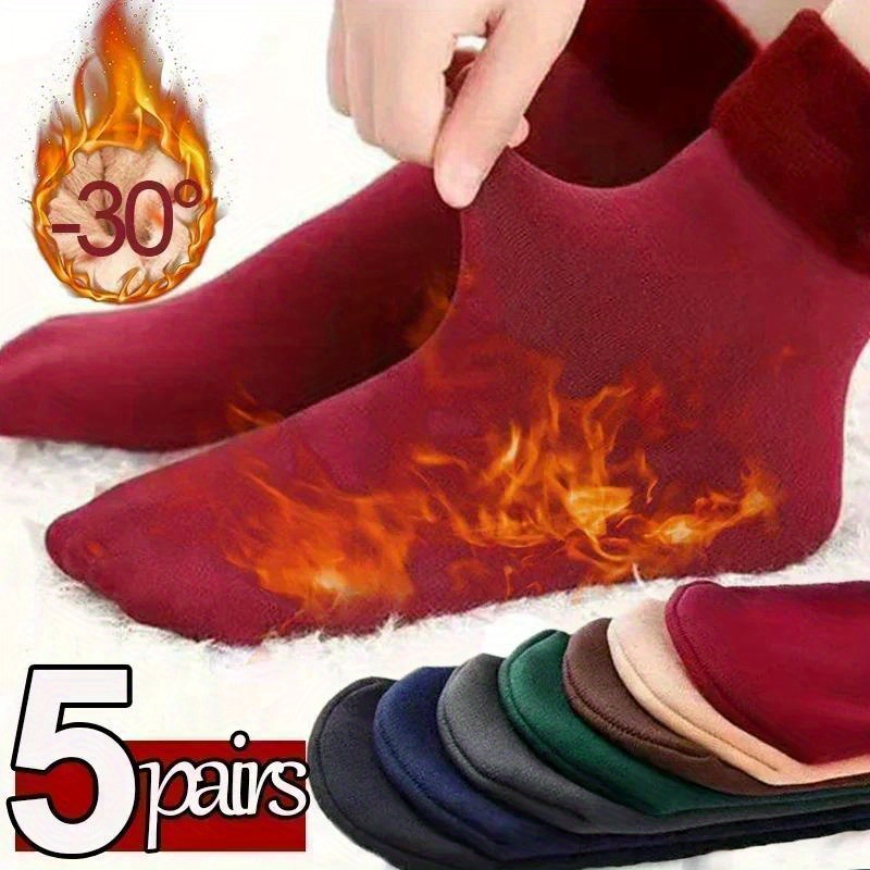 5 Pairs/Set Retro Womens Mens Winter Thermal Socks Snow Velvet