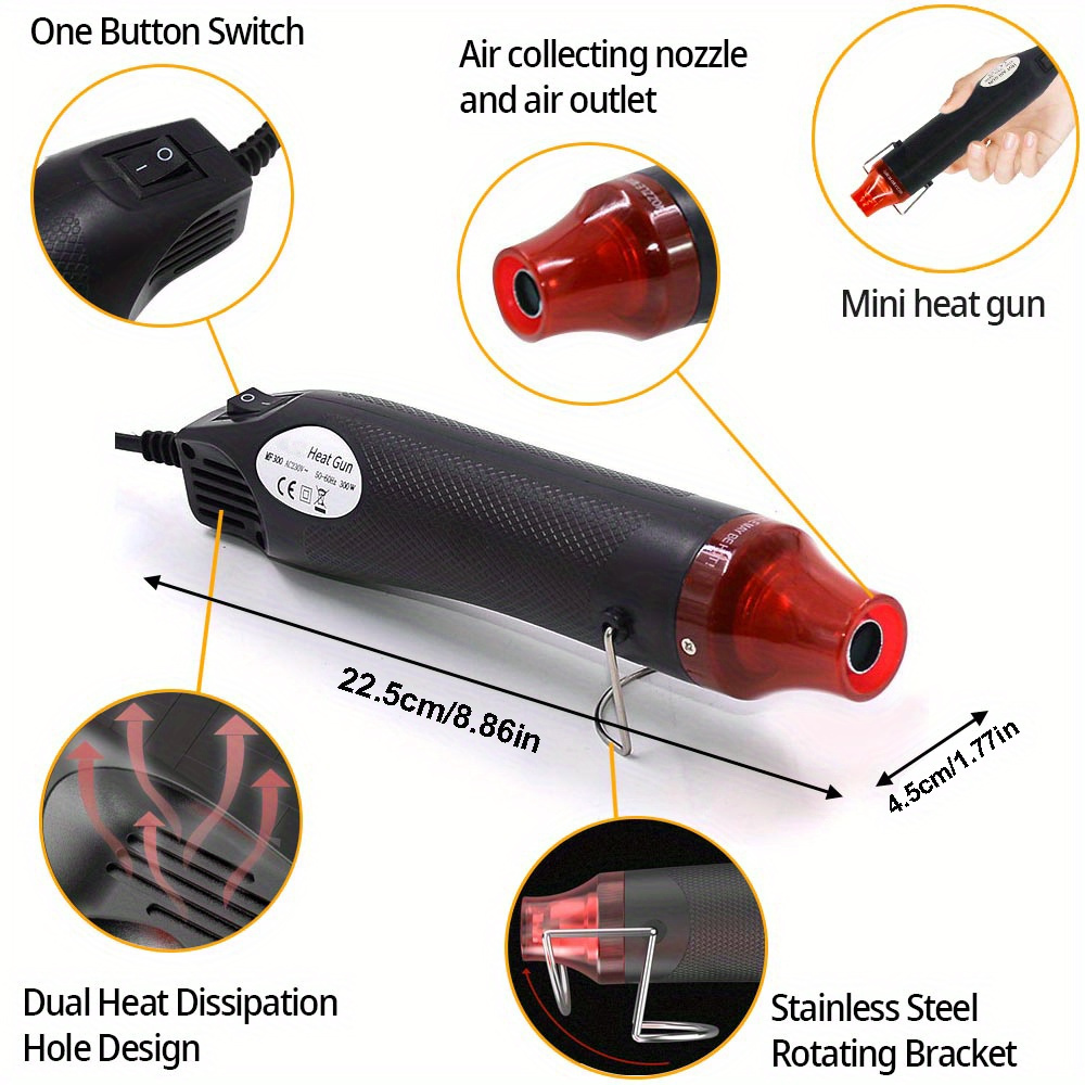 Heat Shrink Tubing Kit,Mini Heat Gun + 328 PCS Heat Shrink Wrap Tube 2:1.