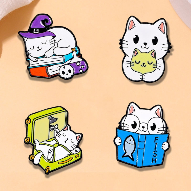 Série de broches de animais fofos Kawaii Gato / Peixe Etc Padrão