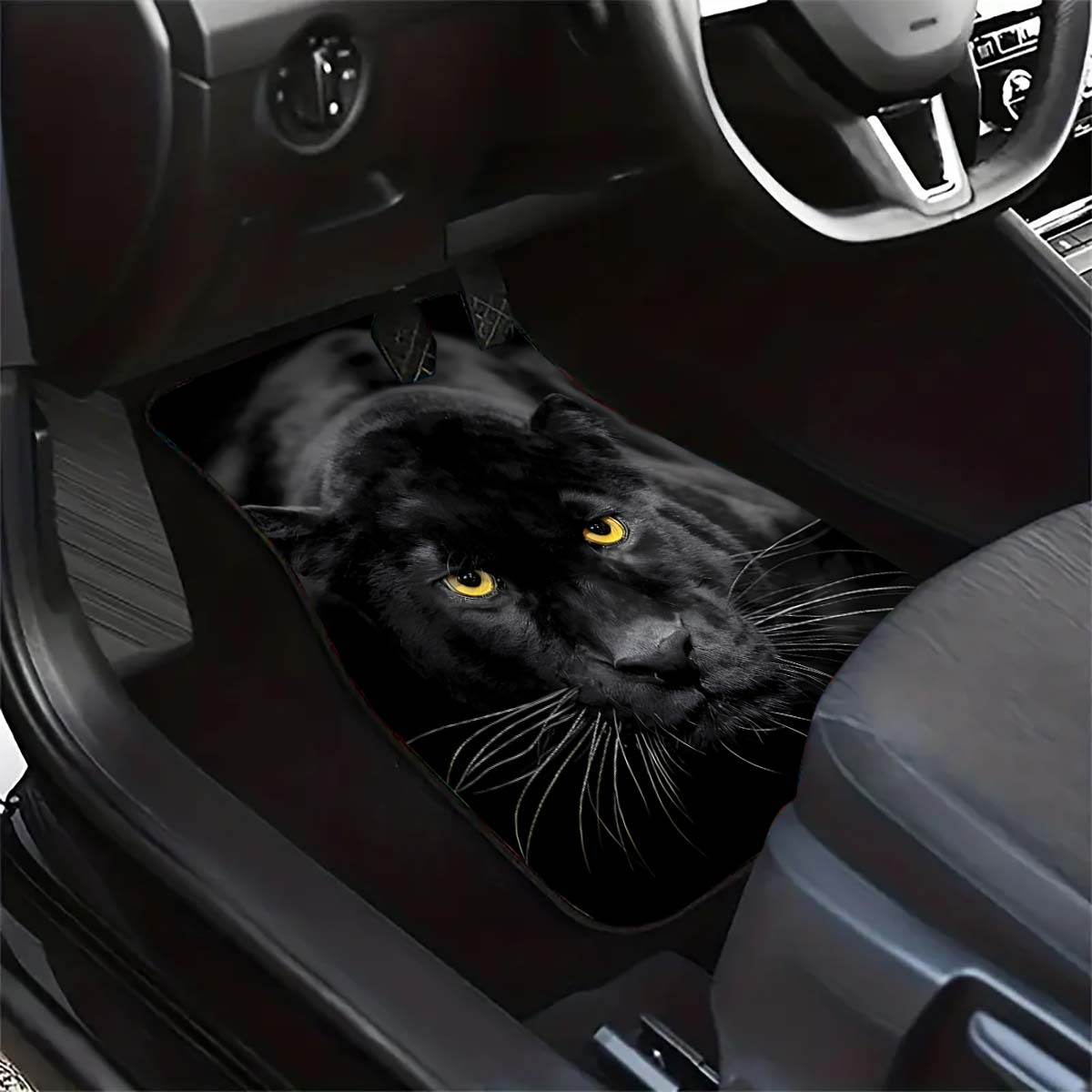 

Black Leopard Pattern Car Foot Pad Universal For 4 Seasons, Anti-slip And Anti-dirt Car Floor Pad