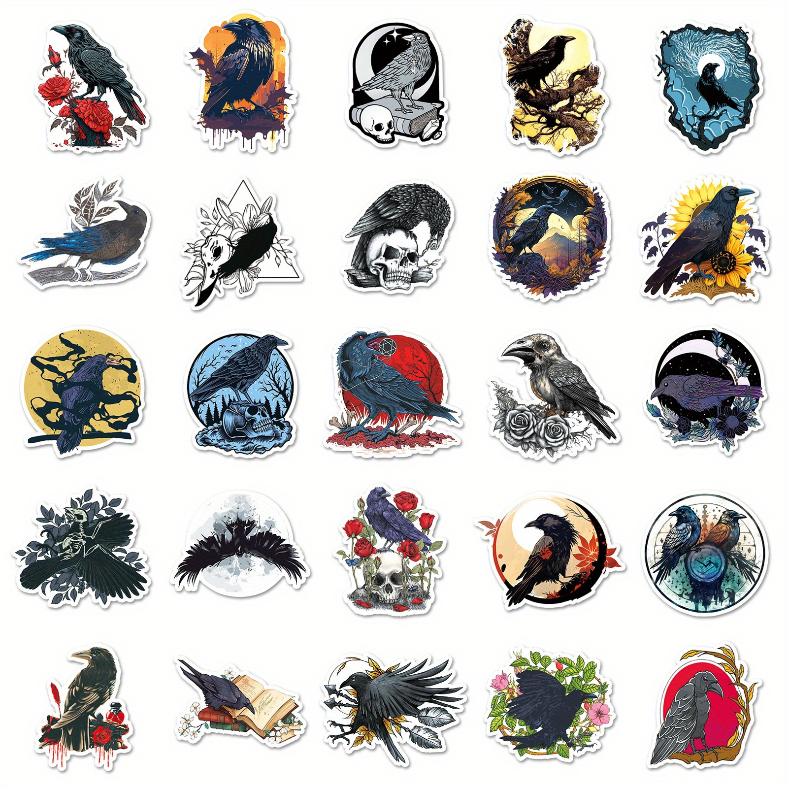 Crow Stickers Roll For Scrapbook Raven Bird Stickers For - Temu