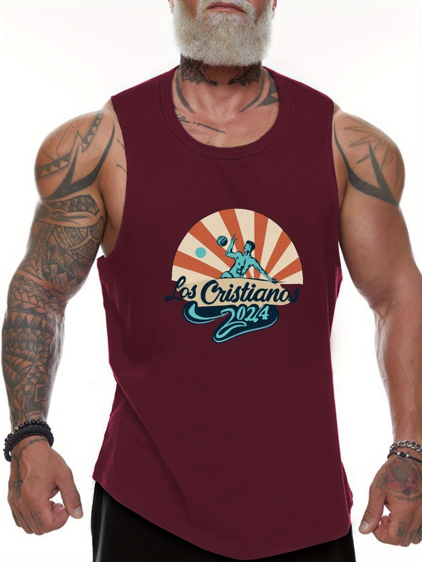 Plus Size Men's Volleyball Player Graphic Print Tank Top - Temu