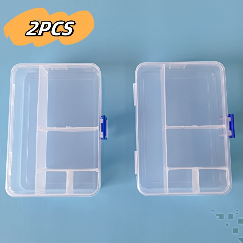 2/4pcs Plastic Storage Box, Transparent Divided Finishing Organizer,  Storage Container Box For Jewelry, Scrapbook Stickers, Hardware  Accessories, Smal