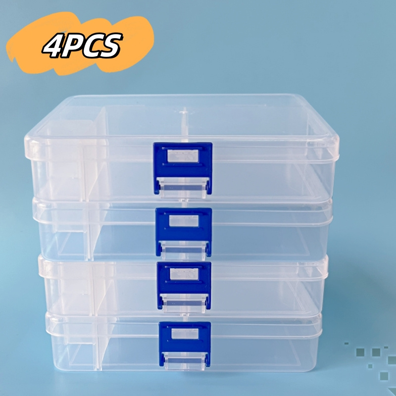 2/4pcs Plastic Storage Box, Transparent Divided Finishing Organizer,  Storage Container Box For Jewelry, Scrapbook Stickers, Hardware  Accessories, Smal