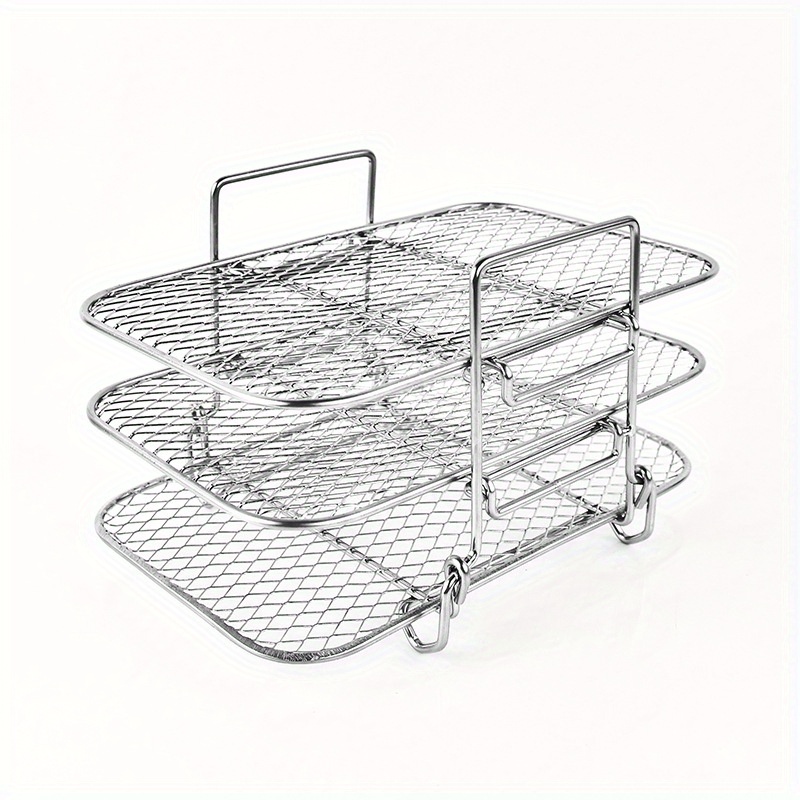 Air Fryer Rack for Double Basket Air Fryers Stainless Steel Grilling Rack  Air Fryer Accessories Cooking Rack Toast Rack for Oven Microwave Baking  Roasting 