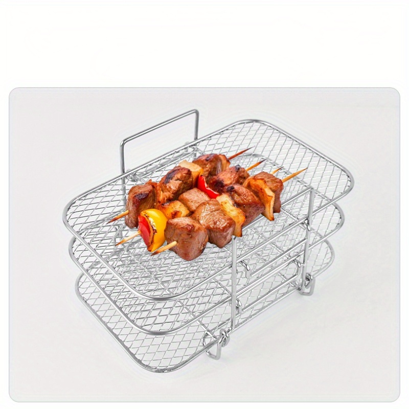Air Fryer Rack Grilling Rack Stainless Steel Roasting Rack Airfryer Rack  Steamer BBQ Tools Home Kitchen Grill Accessories