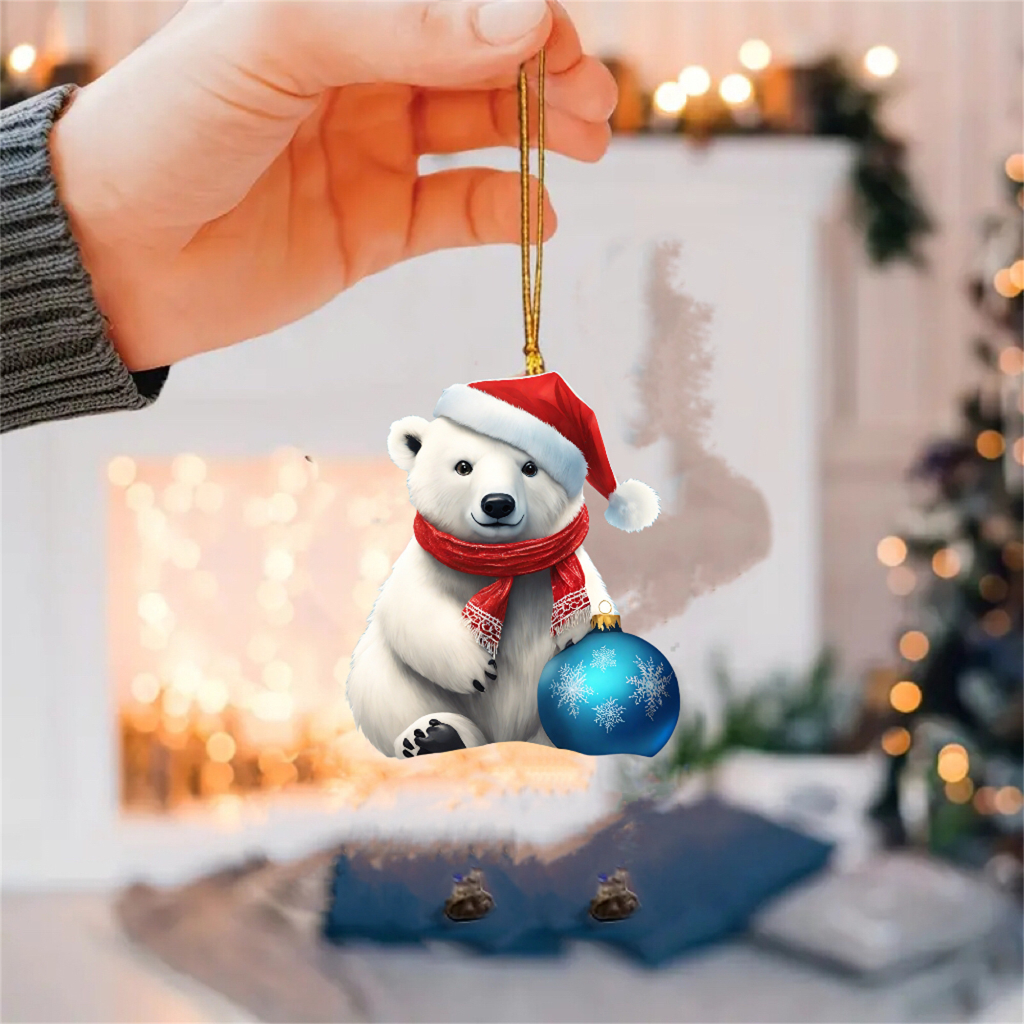 1pc 2d Flache Acryl Niedliche Polarbär Weihnachtsanhänger - Temu