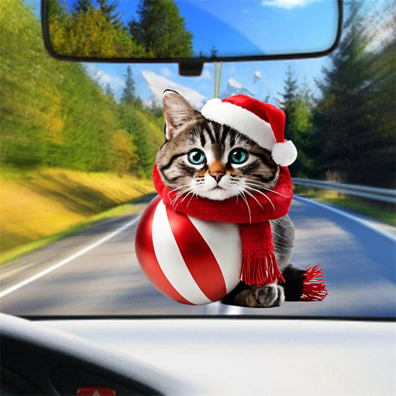 Car Rear View Hanging Accessories Cute Cat Pendant Novelty Funny Decoration  For Trailer Interior Ornament Tree Ornaments 