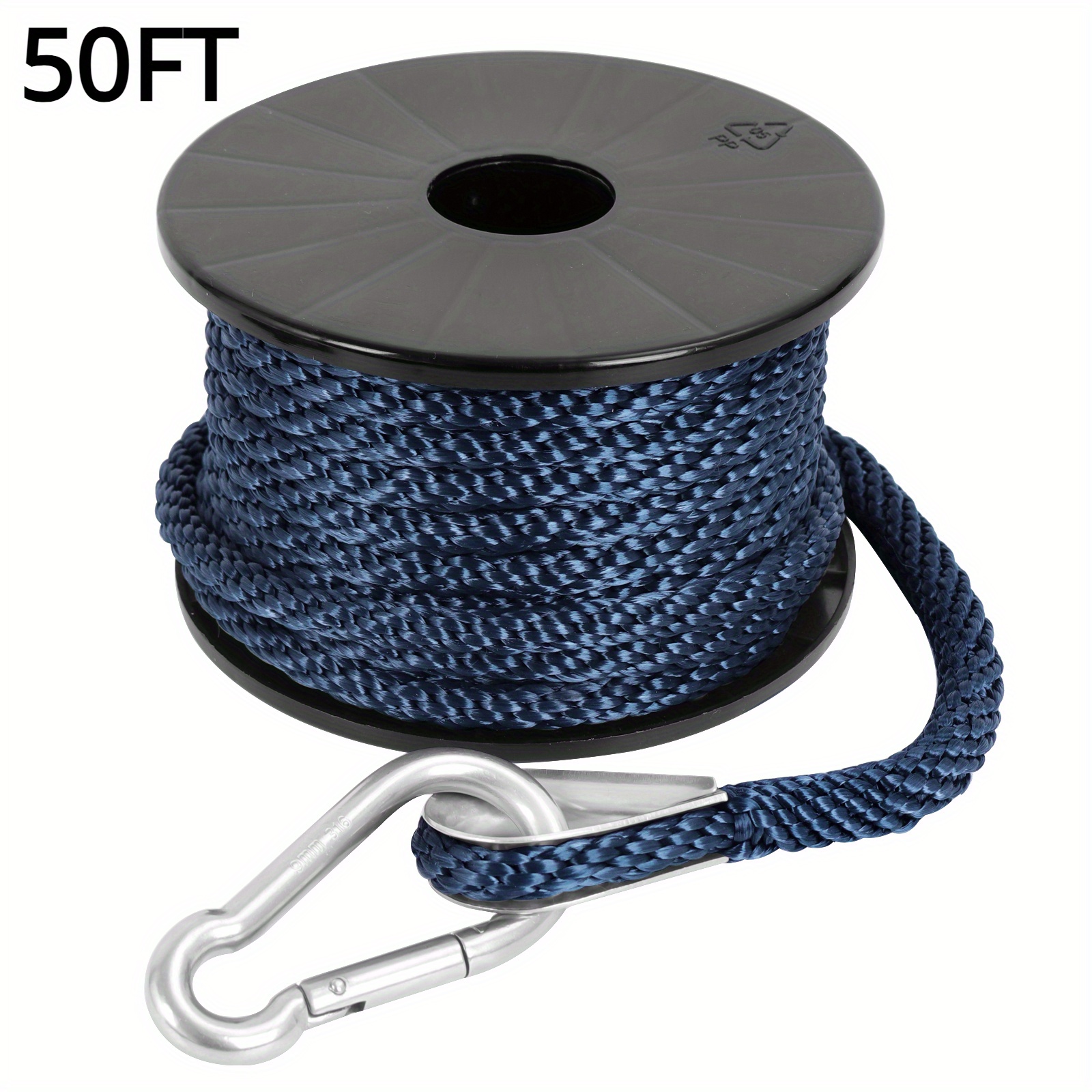 3/8 Inch 15 FT Black (Packs of 4) Double Braid Nylon Mooring Rope