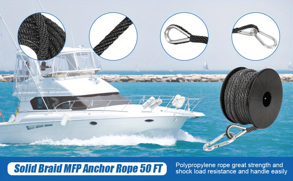 Double Braided Nylon Boat Anchor Rope Dock Rope Length 50ft 100ft Diameter  3 8in 0 95cm Breaking Strength 1078kg - Sports & Outdoors - Temu