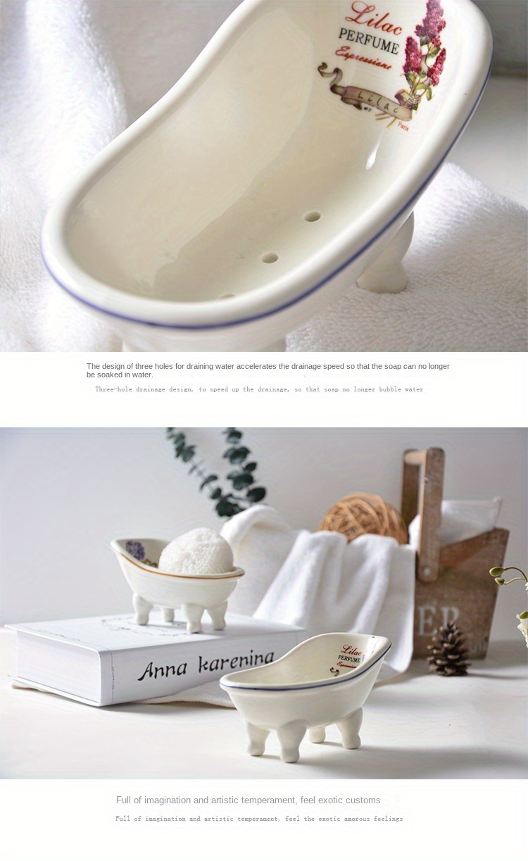 Ceramic Bathtub Soap Dish with Drainage Holes Bathroom Accessories