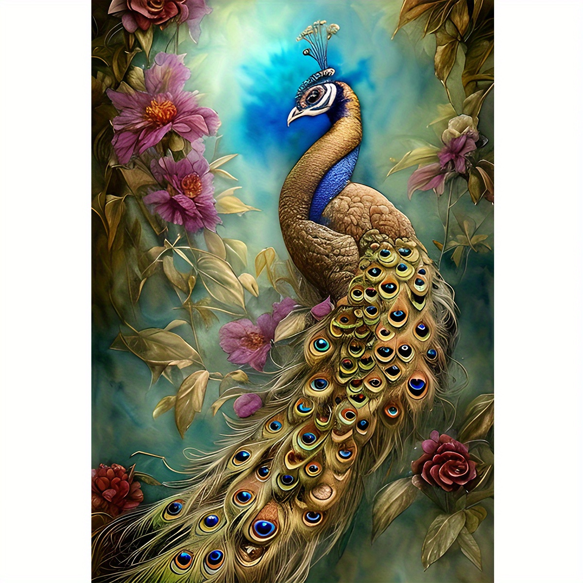 5d Large Diamond Painting Kits Peacock Diamond Painting Kits - Temu