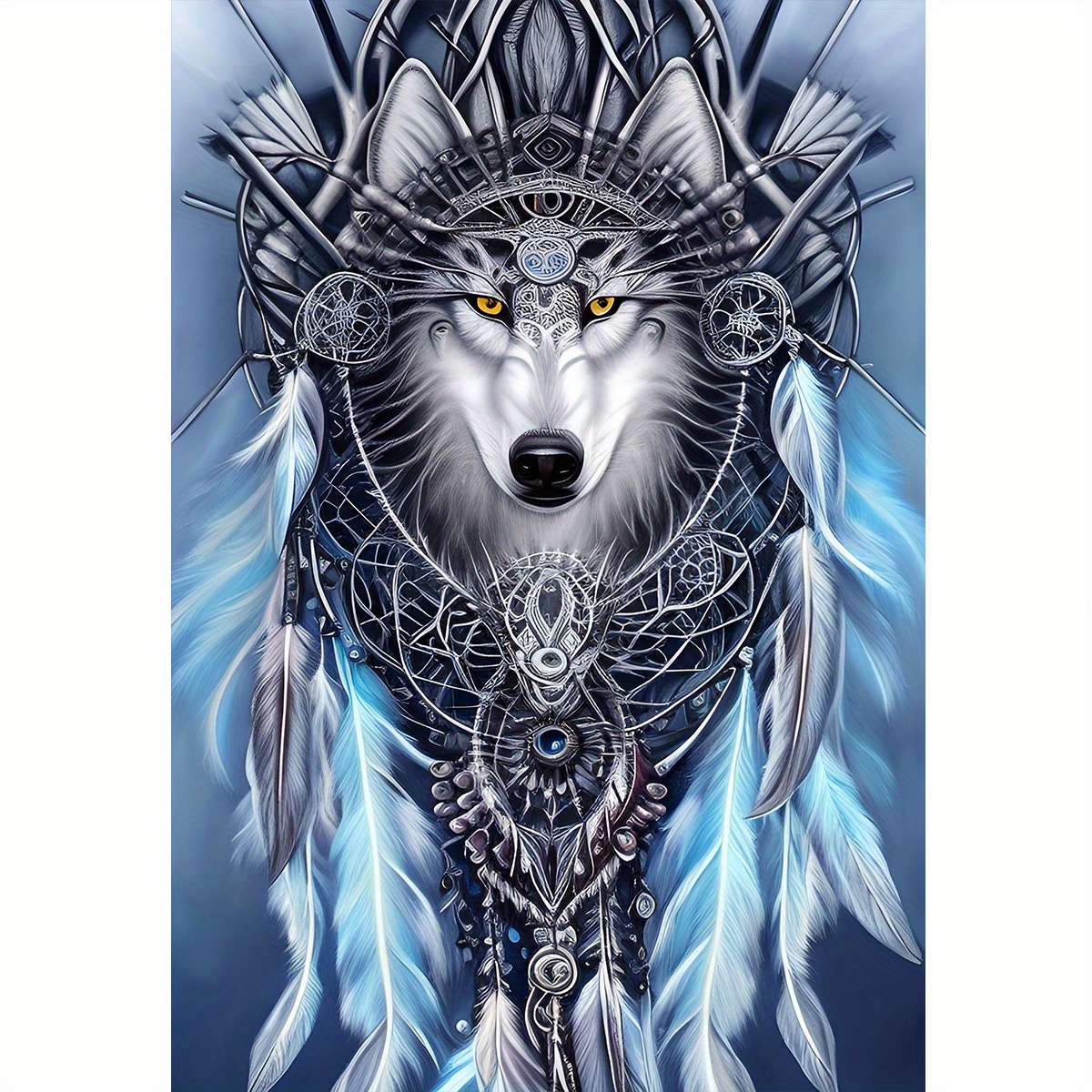 Crystal Diamond Painting Table Ornaments Dreamcatcher Wolf - Temu