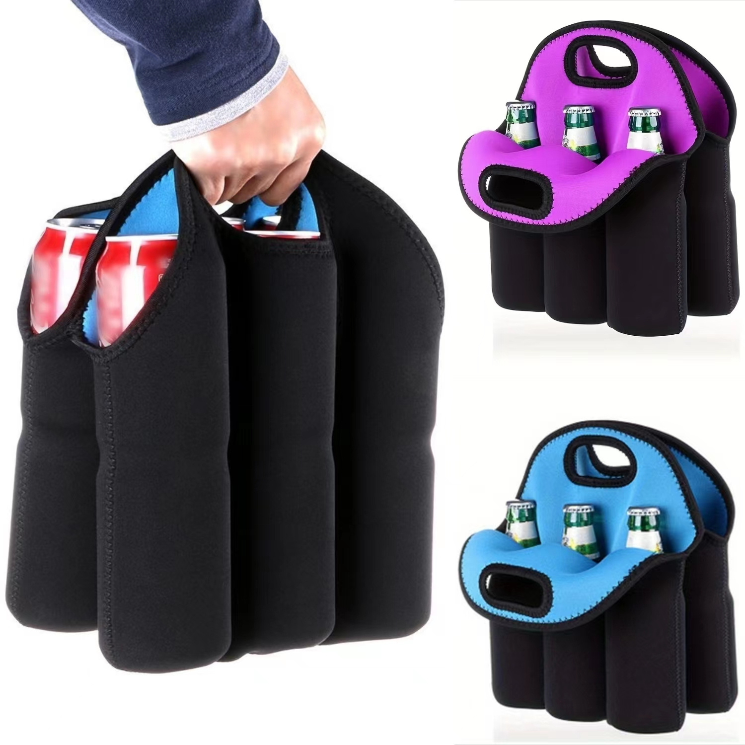 6 Bottles Insulated Neoprene Carrier Tote Carry Case Bag For Beer Baby  Bottle Cans Drinks