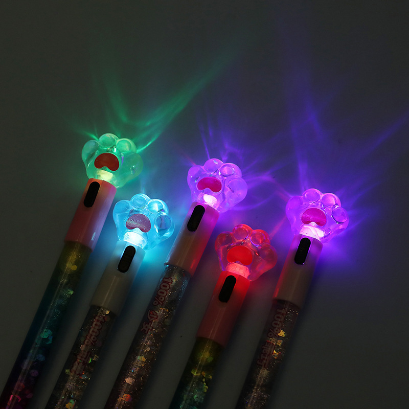 Creative Super Cute Girl Heart Luminous Cat Claw Quicksand Gel Pen