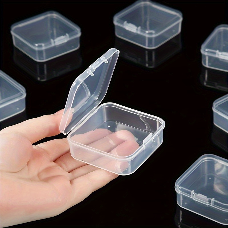 12pcs Mini Clear Plastic Storage Boxes Square Multipurpose Display