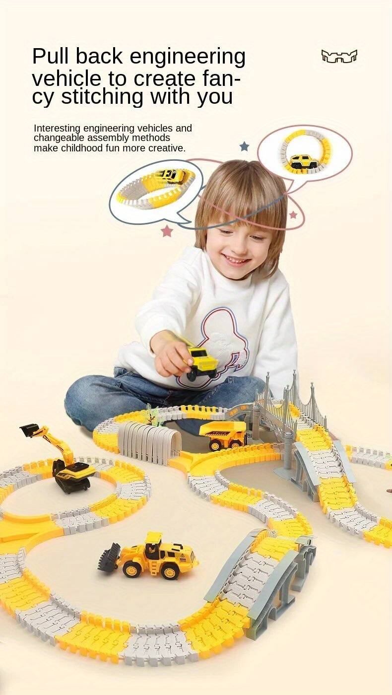 Children s Engineering Rail Car Toy, DIY Electric Track Small Train Interaction Early Education Educational Toys,Christmas, Thanksgiving Day Gift (Accessories and car color style random) details 2