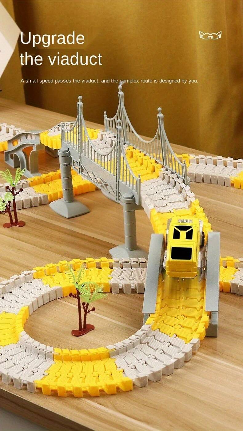 Children s Engineering Rail Car Toy, DIY Electric Track Small Train Interaction Early Education Educational Toys,Christmas, Thanksgiving Day Gift (Accessories and car color style random) details 3