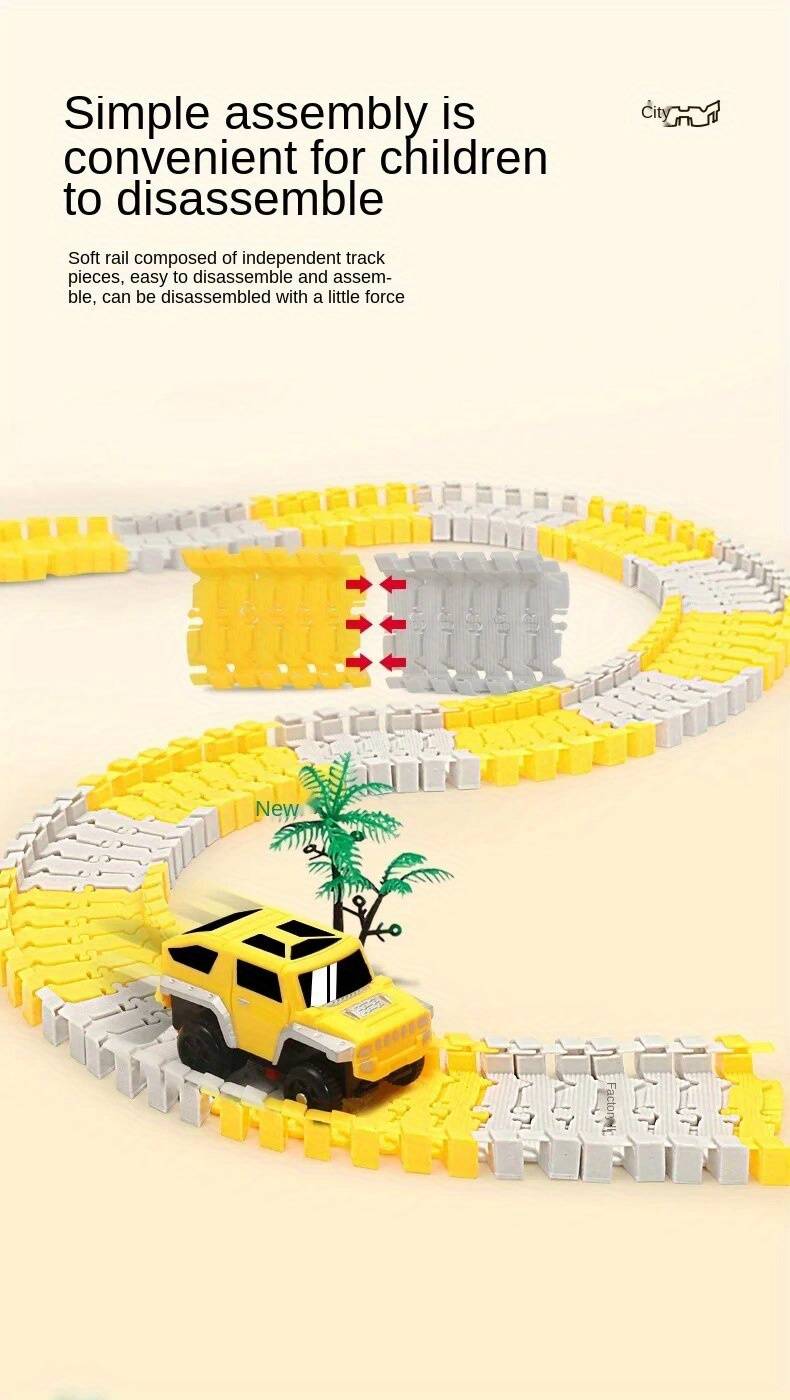 Children s Engineering Rail Car Toy, DIY Electric Track Small Train Interaction Early Education Educational Toys,Christmas, Thanksgiving Day Gift (Accessories and car color style random) details 4