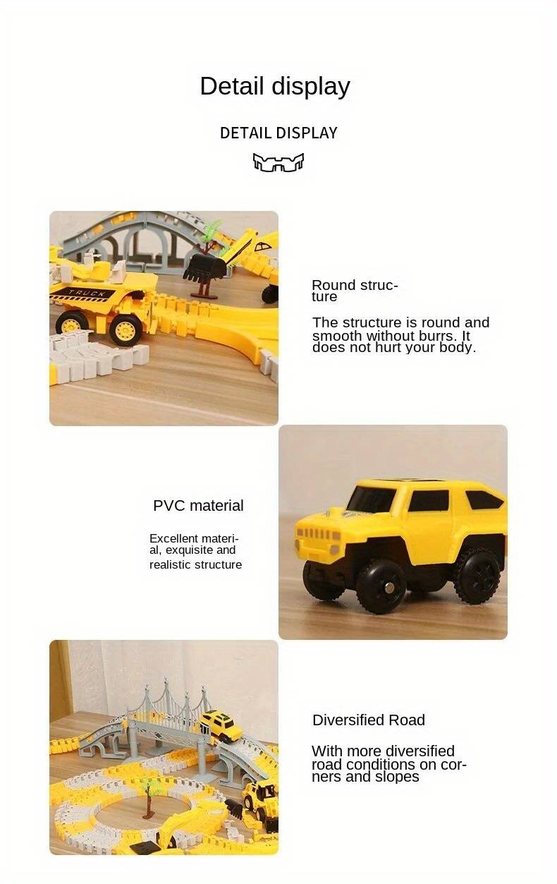 Children s Engineering Rail Car Toy, DIY Electric Track Small Train Interaction Early Education Educational Toys,Christmas, Thanksgiving Day Gift (Accessories and car color style random) details 6