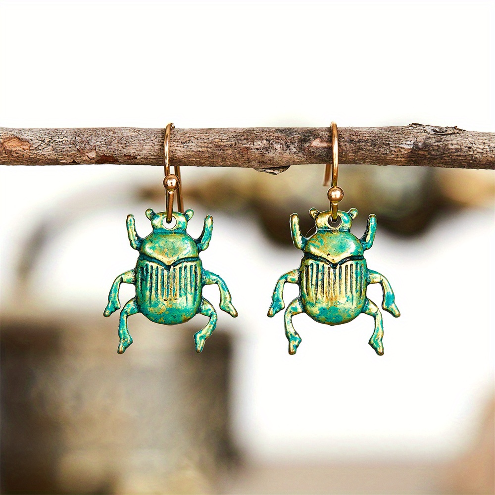 Image of Vintage Green Design Dangle Earrings Retro Bohemian Style Alloy Jewelry Creative Female Earrings