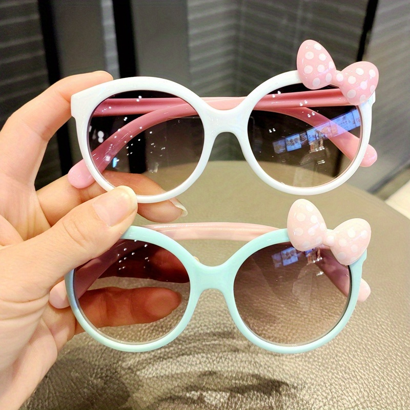 Adorable Color Block Bow Decor Large Frame Sunglasses Teens - Temu Canada