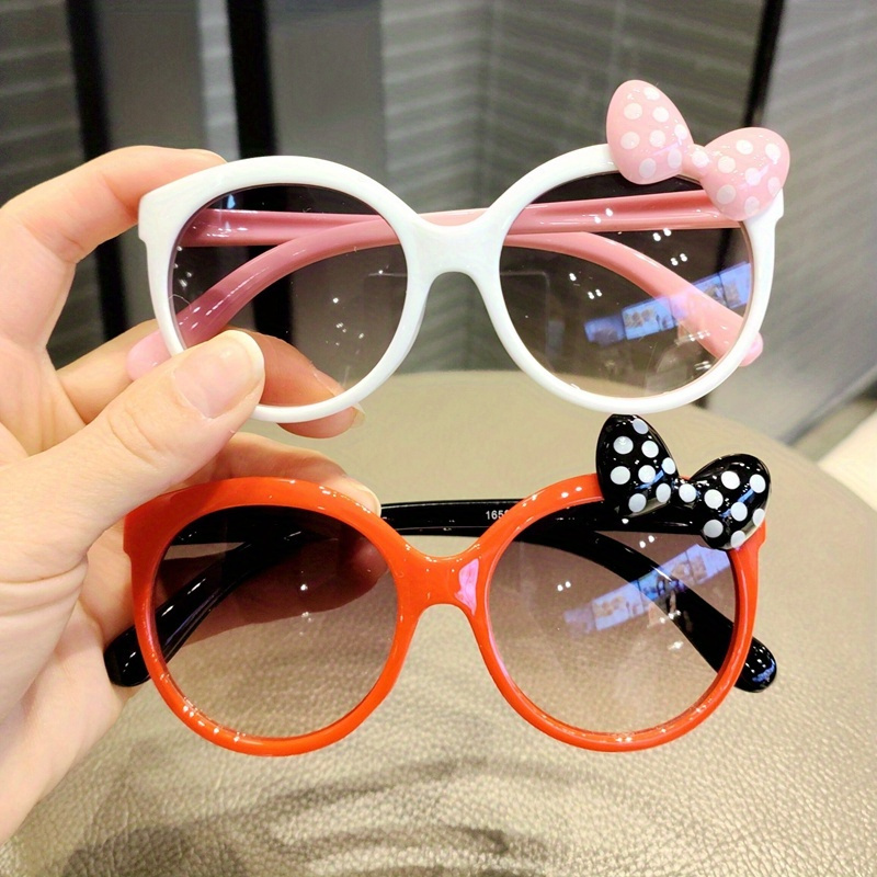 Adorable Color Block Bow Decor Large Frame Sunglasses Teens - Temu Canada