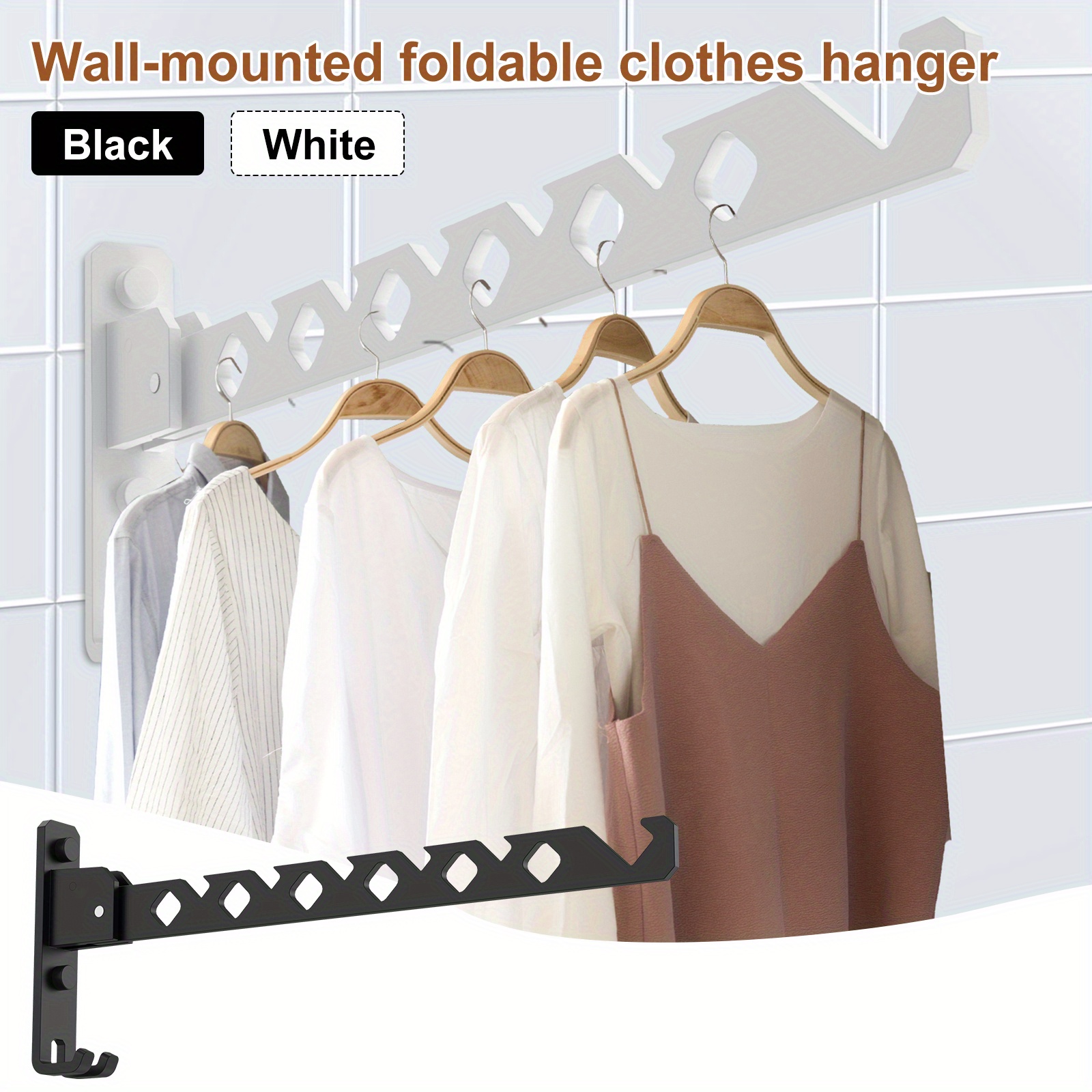 Cheap 6/8/10 Holes Wall Hanger Clothes Drying Rack Screw Stainless Steel  Folding Space Saving Clothes Hangers