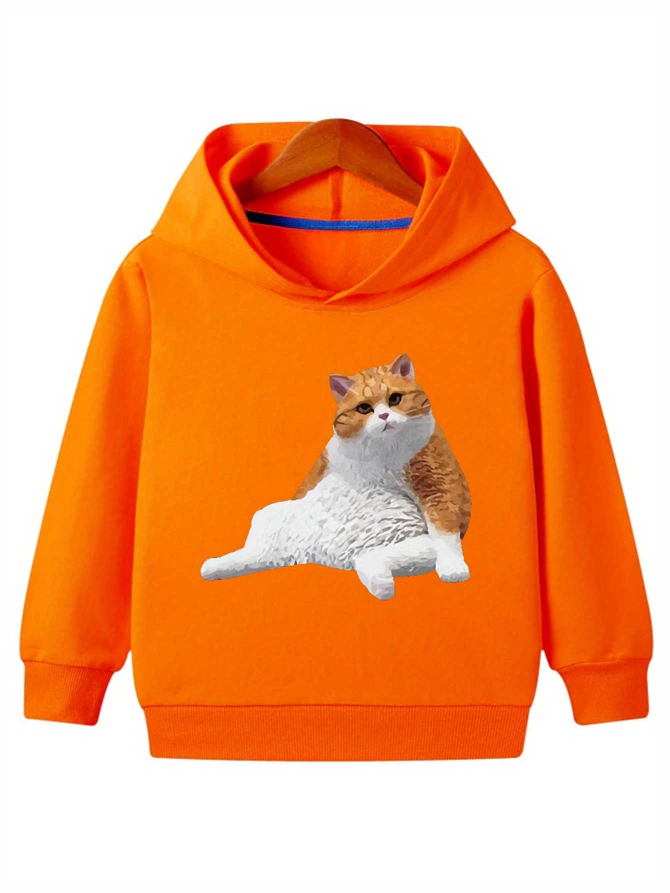 Realistic Cat Print Girls Pullover Long Sleeve Hoodie Tops Temu