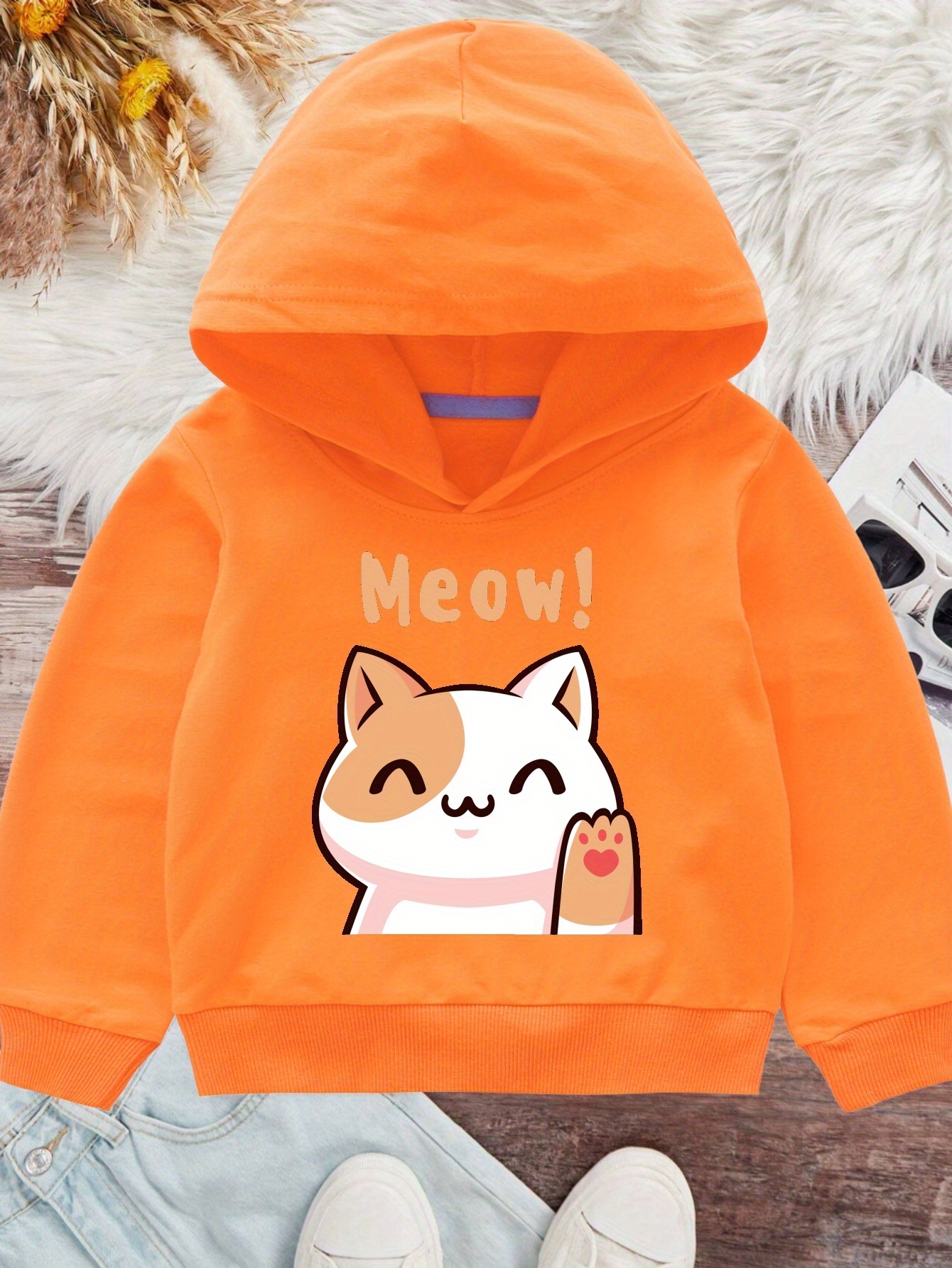 Orange cat hoodie sale