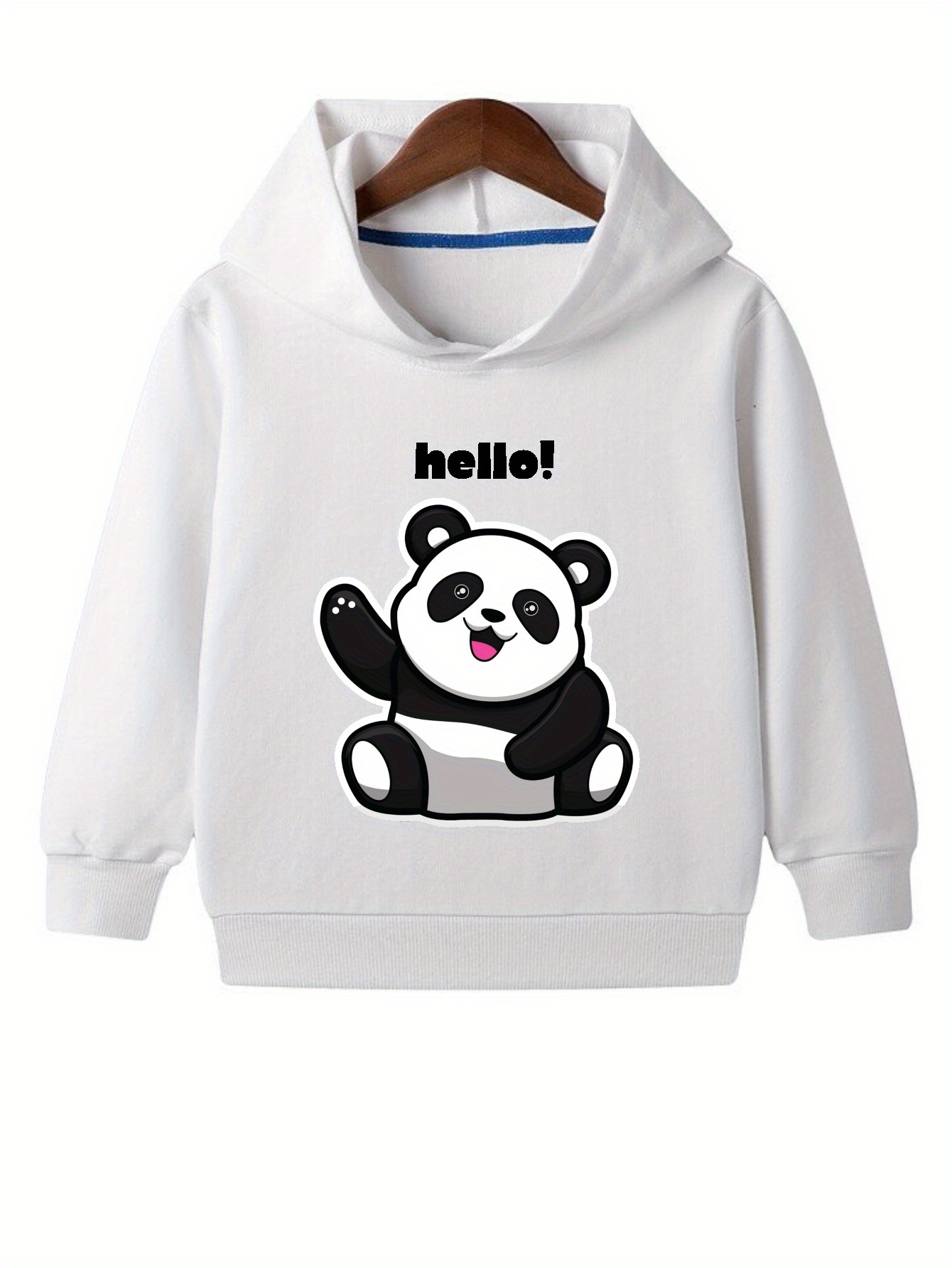 Cartoon Panda Print Girls Pullover Long Sleeve Hoodie Tops Temu