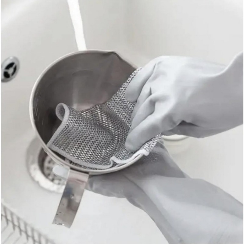 Dishwashing Towel, Double-sided Silver Wire Dishwashing Towel, Thickened  Non-stick Oil Dishwashing Rag, Cleaning And Decontamination Steel Wire  Dishwashing Cloth, Fruit Washing, Fish Scale Cloth, Kitchen Cleaning,  Kitchen Essentials - Temu