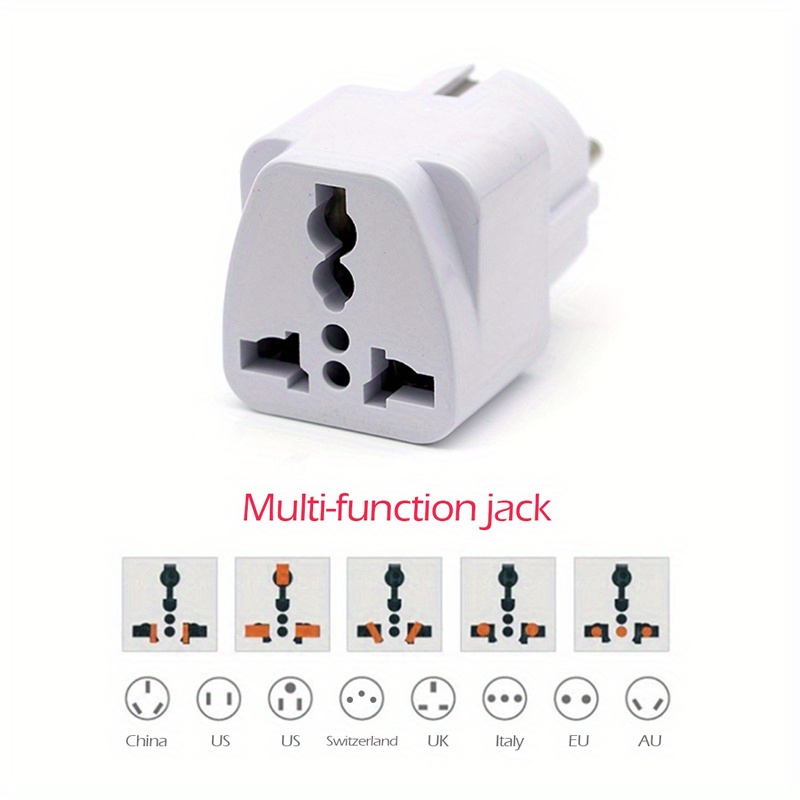 

Universal Travel Adapter - Convert Us Uk Au To Eu Ge Plug - Wall Ac Power Charger Outlet - Compact Lightweight - Perfect For International Travel