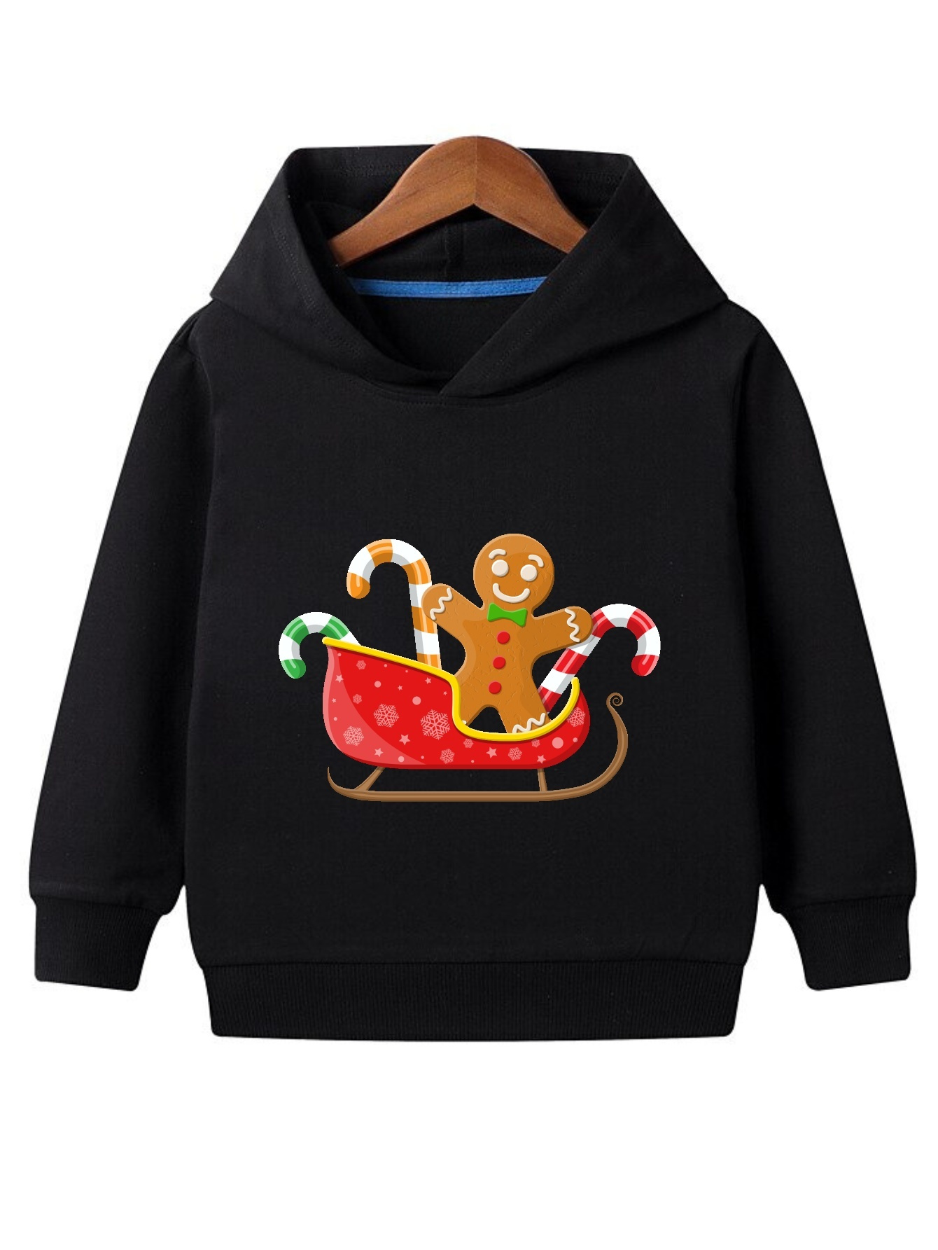 Christmas Gingerbread Print Boys Long Sleeve Hoodie Stay Temu