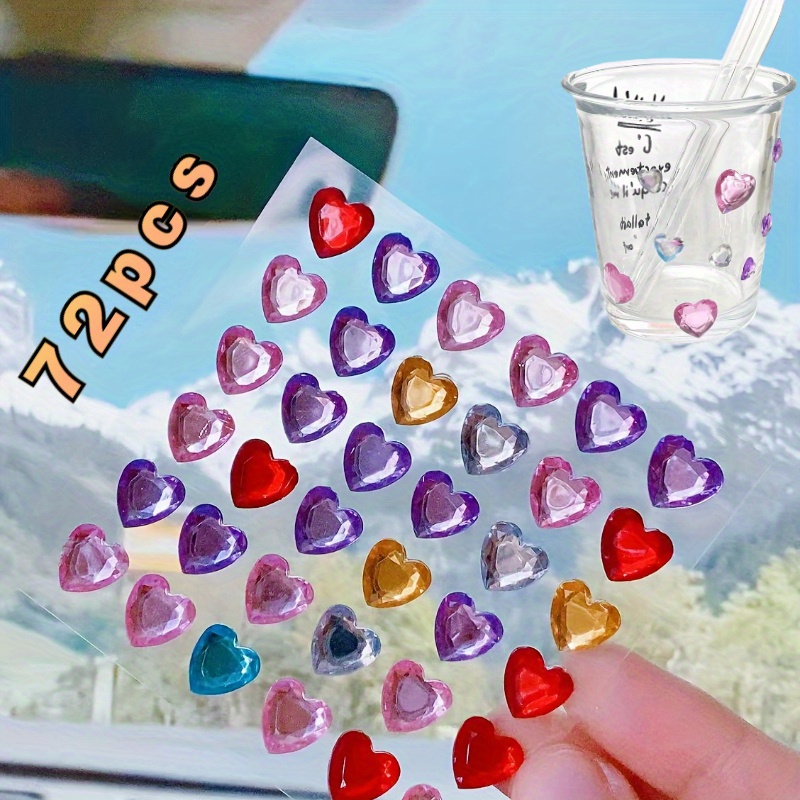 Heart Shaped 3D Gem Stickers Self Adhesive Jewel Crafts Sparkly Rhinestone  Stickers Crystal Sticker for Kids DIY Decorations