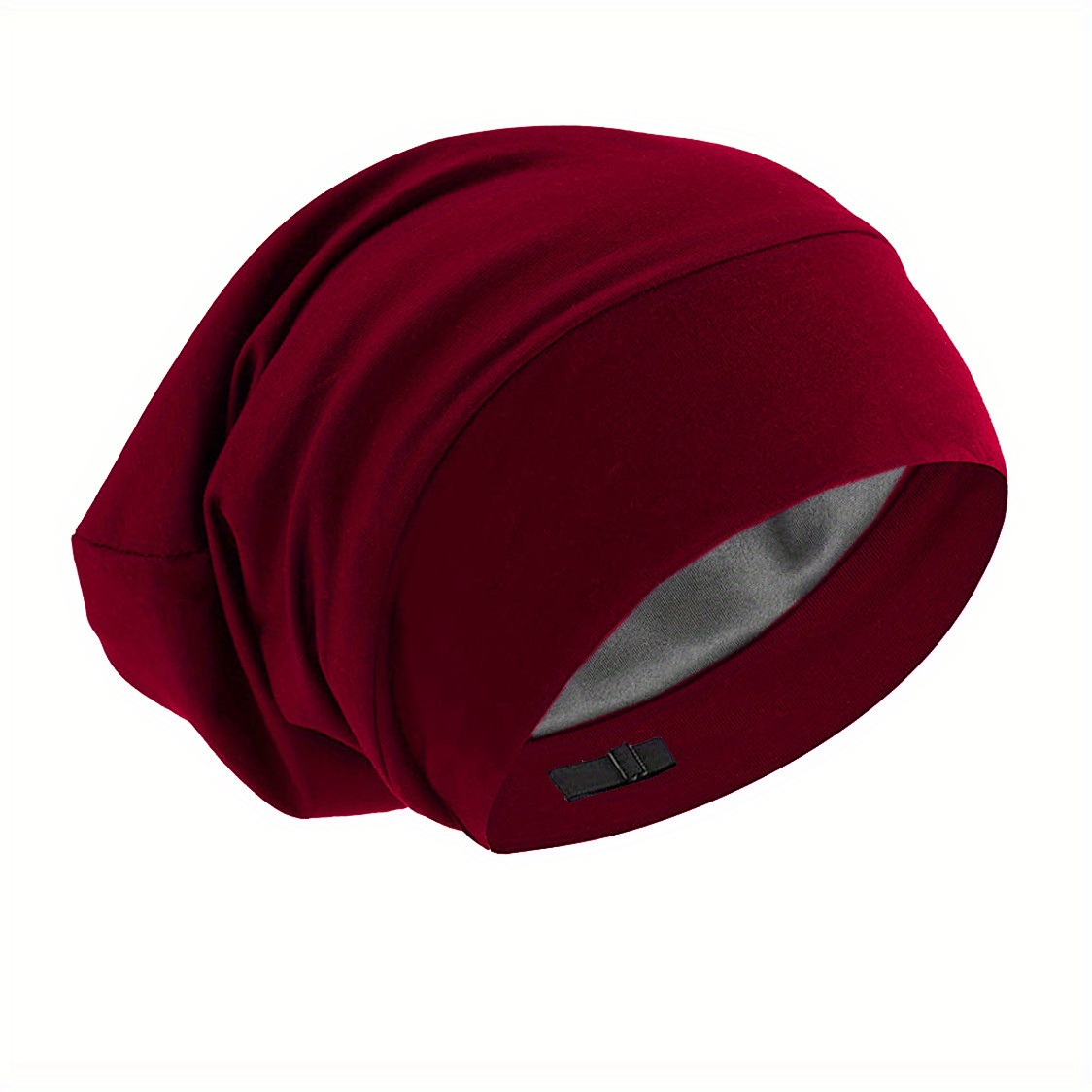 

Soft Satin Lined Bonnets Solid Color Elastic Slouchy Beanie Unisex Sleeping Night Cap Adjustable Hair Bonnets For Women & Men