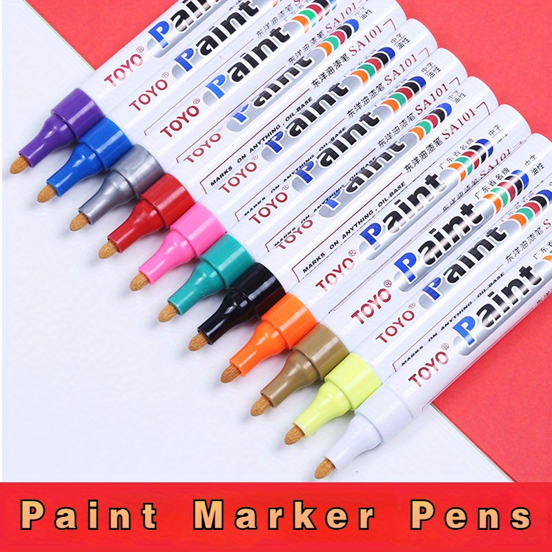 Permanent Paint Pens Red Markers - 2 Pack Single color Oil Based Paint  Markers, Medium Tip, Quick Drying and Waterproof Marker Pen for Metal, Rock