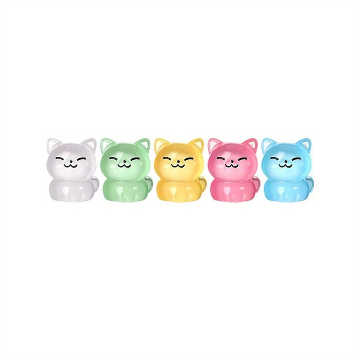 Luminous Miniature Cat Figurines Resin Cute Small - Temu