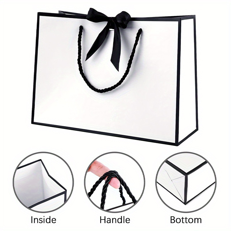 Small Gift Bag With Tissue Paper For Girl Women white Black - Temu