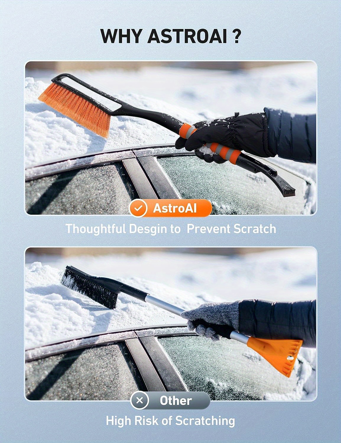 1pc Ice Scraper & Snow Brush For Car Windshield, Multi-functional, Winter  Defrosting & Snow Removal Tool