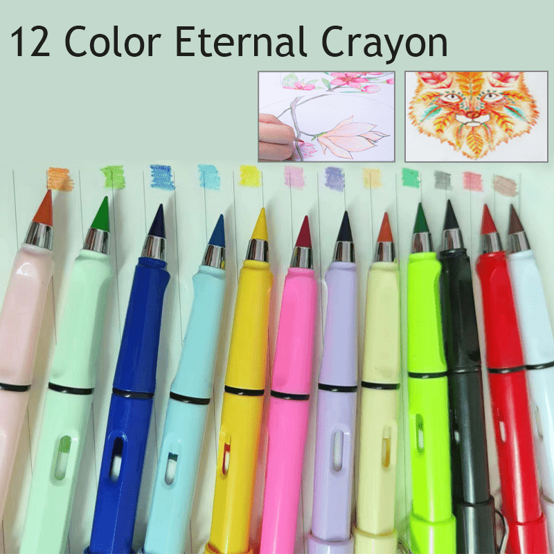 12 Colori Vibranti Matite Colorate Cancellabili - Senza Temperino -  Perfette Per Pittura E Disegno!