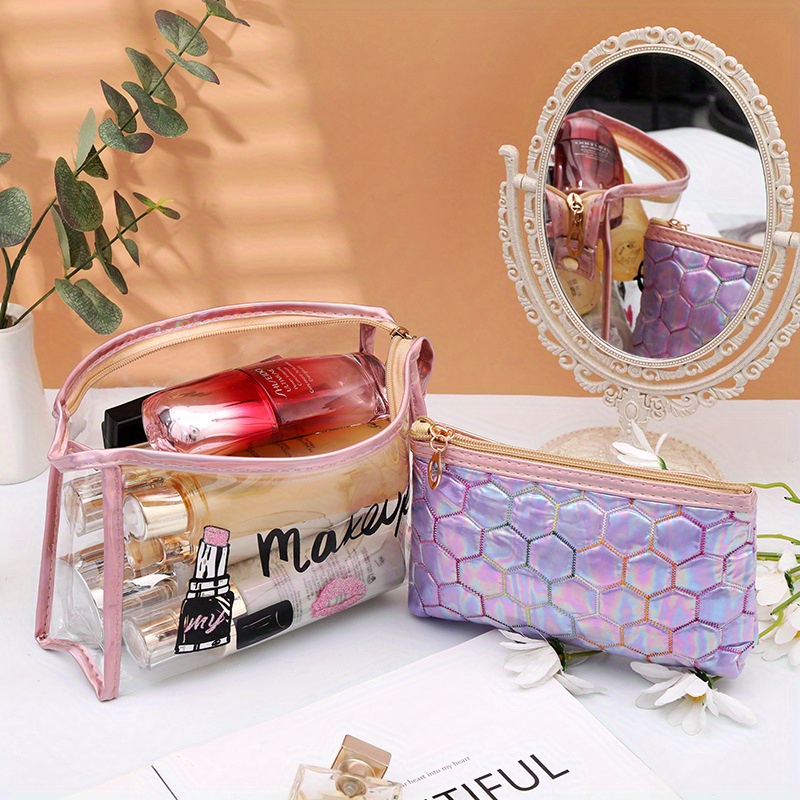 Clear Makeup Bag With Zipper Portable Makeup Bag - Temu