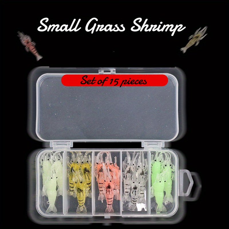 4/10PCS Fake Shrimp Road Bait with Hooks Small Grass Shrimp Glow