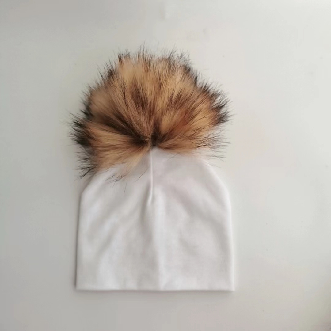 1 Gorro Bebé Recién Nacido Pompón Piel Sintética Desmontable